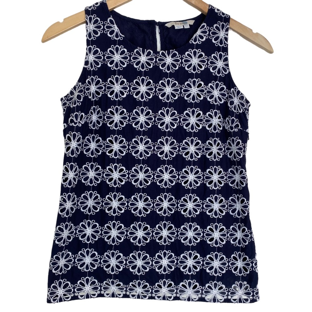 Boden Navy Katie Eyelet Lace Sleeveless Top Size 2